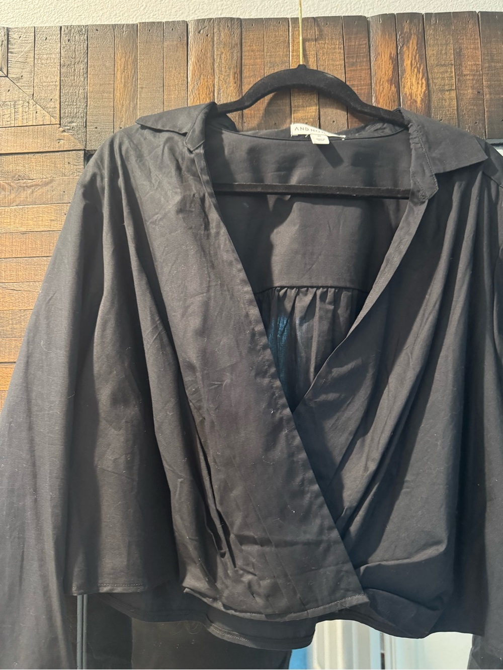 & Other Stories Black Wrap crop top